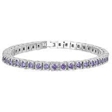 White 18K Gold Plated Over Brass Purple CZ Fashion Bracelet