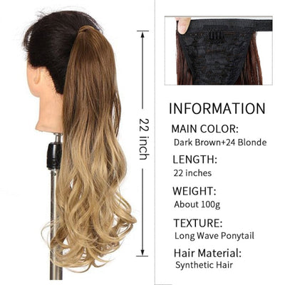 Xnaira Long Syntheti Straigight Wrap Around  Ponytail Fake Hair Pony Tail For Women Clip In Hair Extension High Temperture Fiber