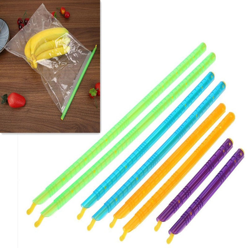 8pcs Plastic Seal Stick Storage Chips Bag Fresh Food Snack Grip Kitchen Sealing Clips Coffee Bag Clips Sealer Clamp Kitchen Tool