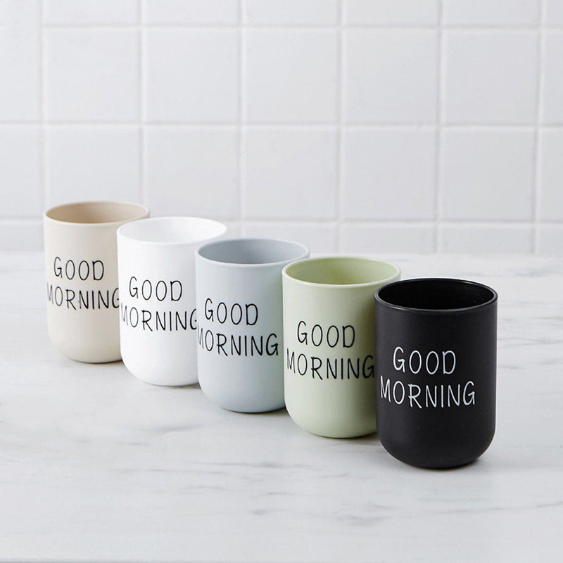 Bathroom Tumblers Good Morning Cup Round Toothbrush Toothpaste Holder Cup Travel Washing Cup