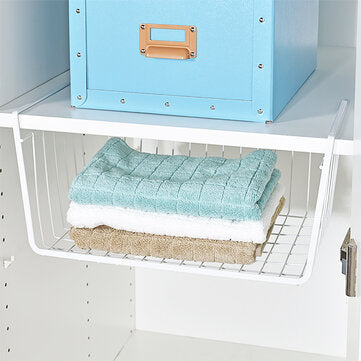 Storage Holder Under Table Basket Bedroom Kitchen Mesh Cabinet Hanging Shelf