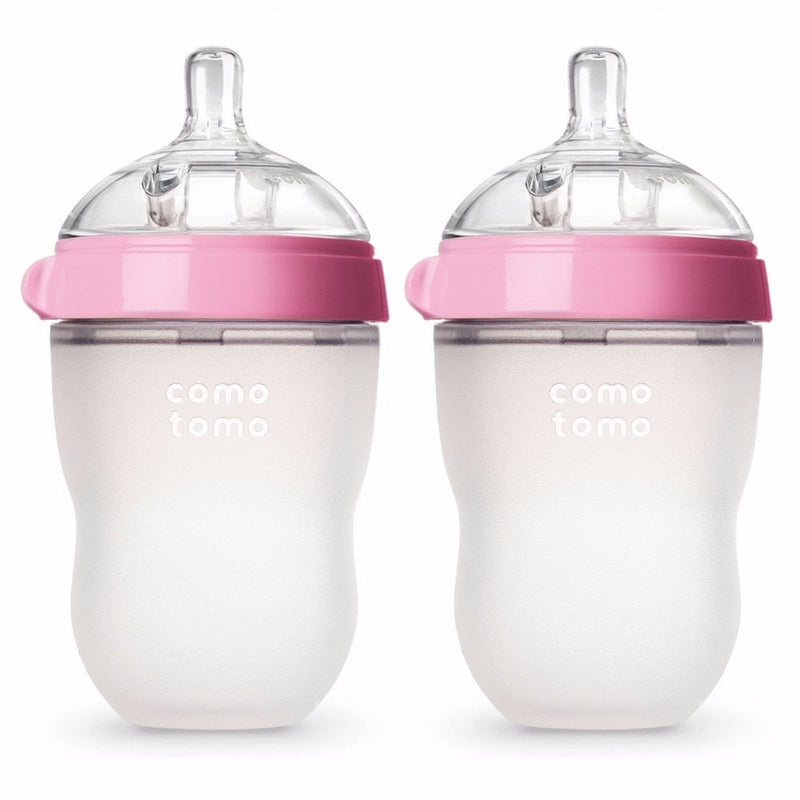 Silicone Baby Bottle Green/Pink 5 oz and 8 oz Baby Bottles 2 Pack BPA free Feeding bottle children kids