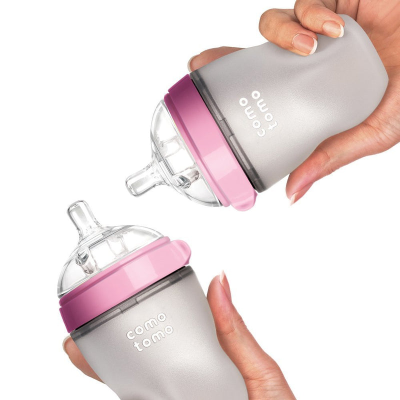 Silicone Baby Bottle Green/Pink 5 oz and 8 oz Baby Bottles 2 Pack BPA free Feeding bottle children kids