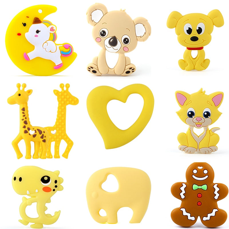 1pcs Baby Animal Silicone Teethers Dog Dinosaur Koala Baby Teething Product Accessories For Pacifier Chains BPA Free