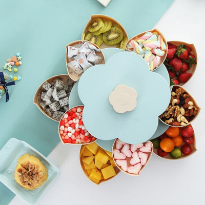 Snack Box Flower Design Candy Food Snack Trays Petal Flower Rotating Box Candy Dried Fruit Xmas Party Case