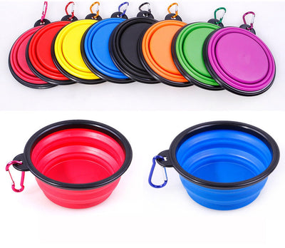 Silicone Dog Feeder Bowl With Carabiner Folding Cat Bowl Travel Dog Feeding Supplies Food Water Container Pet Accessories