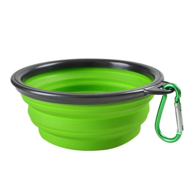 Silicone Dog Feeder Bowl With Carabiner Folding Cat Bowl Travel Dog Feeding Supplies Food Water Container Pet Accessories