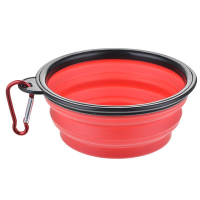 Silicone Dog Feeder Bowl With Carabiner Folding Cat Bowl Travel Dog Feeding Supplies Food Water Container Pet Accessories