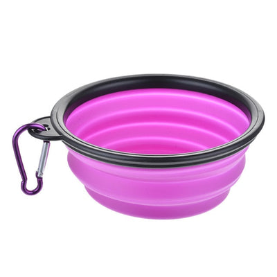 Silicone Dog Feeder Bowl With Carabiner Folding Cat Bowl Travel Dog Feeding Supplies Food Water Container Pet Accessories