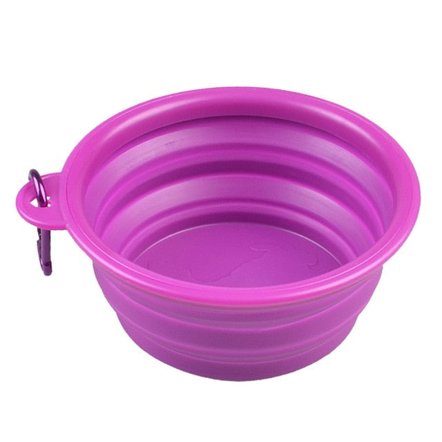 Silicone Dog Feeder Bowl With Carabiner Folding Cat Bowl Travel Dog Feeding Supplies Food Water Container Pet Accessories