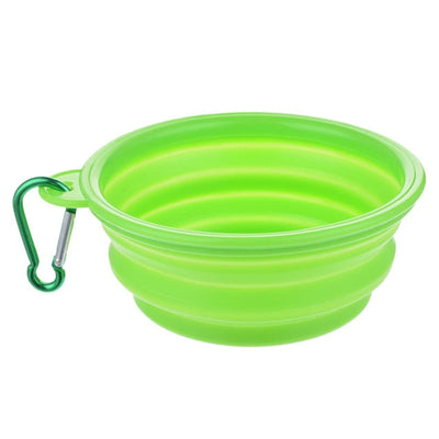 Silicone Dog Feeder Bowl With Carabiner Folding Cat Bowl Travel Dog Feeding Supplies Food Water Container Pet Accessories