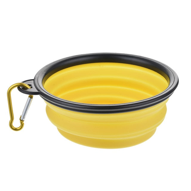 Silicone Dog Feeder Bowl With Carabiner Folding Cat Bowl Travel Dog Feeding Supplies Food Water Container Pet Accessories