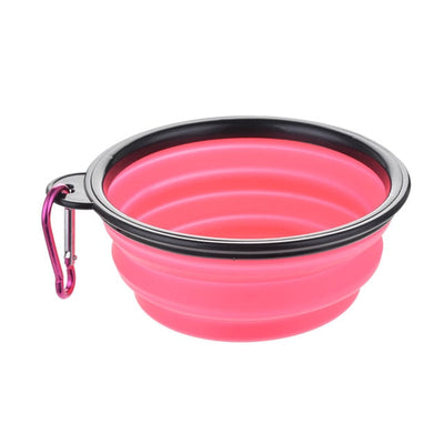 Silicone Dog Feeder Bowl With Carabiner Folding Cat Bowl Travel Dog Feeding Supplies Food Water Container Pet Accessories