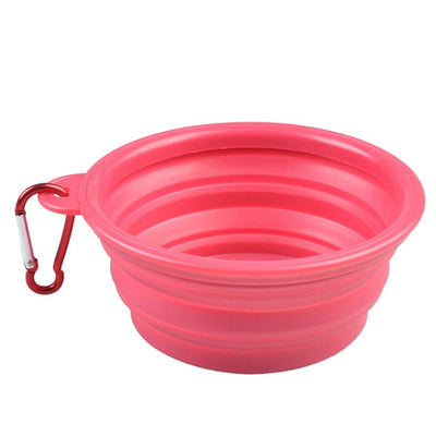 Silicone Dog Feeder Bowl With Carabiner Folding Cat Bowl Travel Dog Feeding Supplies Food Water Container Pet Accessories