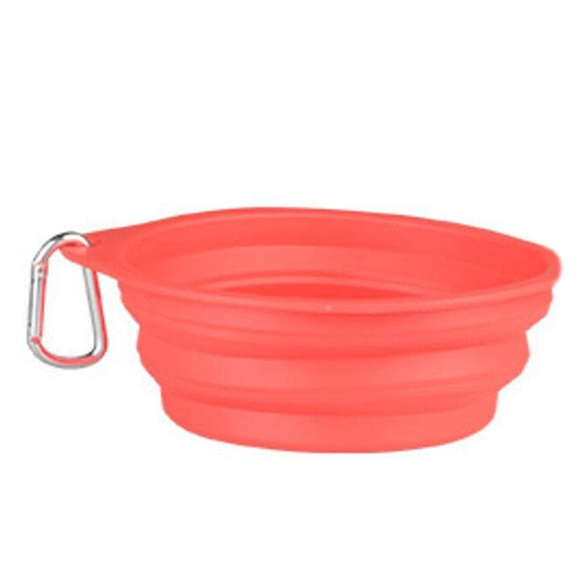 Silicone Dog Feeder Bowl With Carabiner Folding Cat Bowl Travel Dog Feeding Supplies Food Water Container Pet Accessories