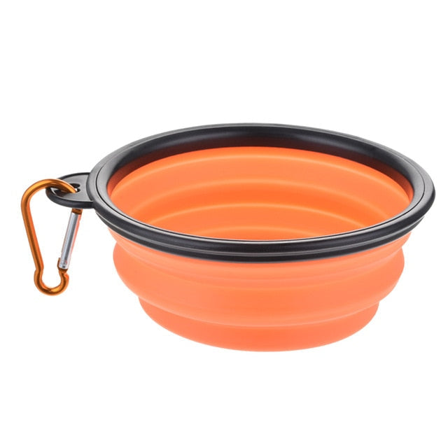 Silicone Dog Feeder Bowl With Carabiner Folding Cat Bowl Travel Dog Feeding Supplies Food Water Container Pet Accessories