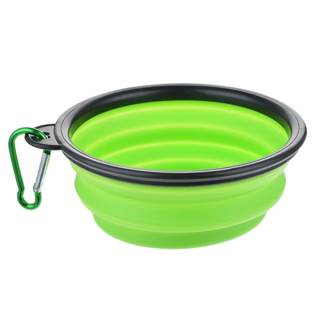 Silicone Dog Feeder Bowl With Carabiner Folding Cat Bowl Travel Dog Feeding Supplies Food Water Container Pet Accessories