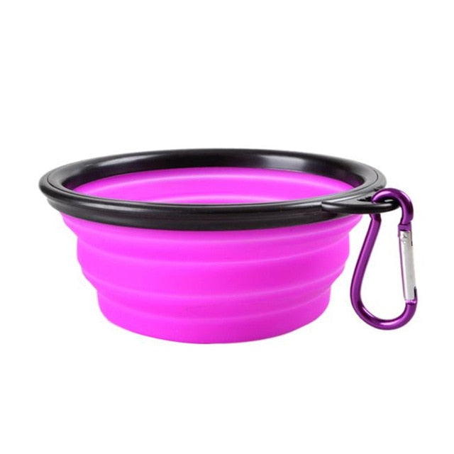 Silicone Dog Feeder Bowl With Carabiner Folding Cat Bowl Travel Dog Feeding Supplies Food Water Container Pet Accessories