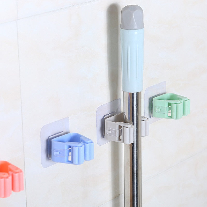 Wall Mounted Mop Organizer Holder Brush Broom Hanger Home Storage Rack Bathroom Suction Hanging Pipe Hooks Household Tools home