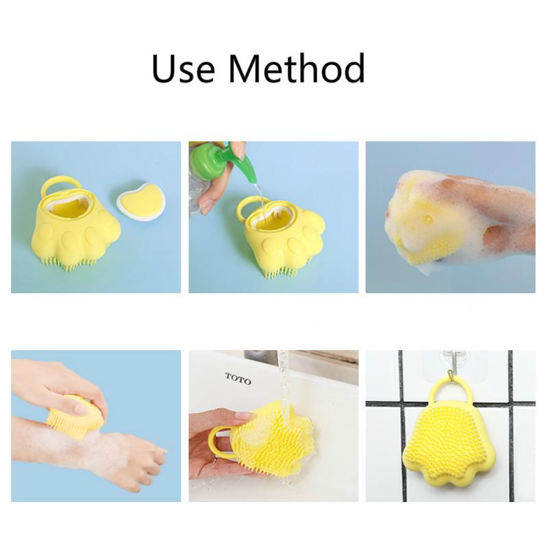 Paw Baby Shower Brush Fast Foaming Silicone Scrubbing Artifact Full Body Massage Spa Brush Bathroom Accessory