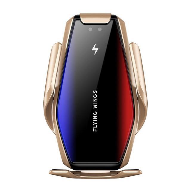 Automatic Clamping Fast Wireless Car Charger - 15W Gold