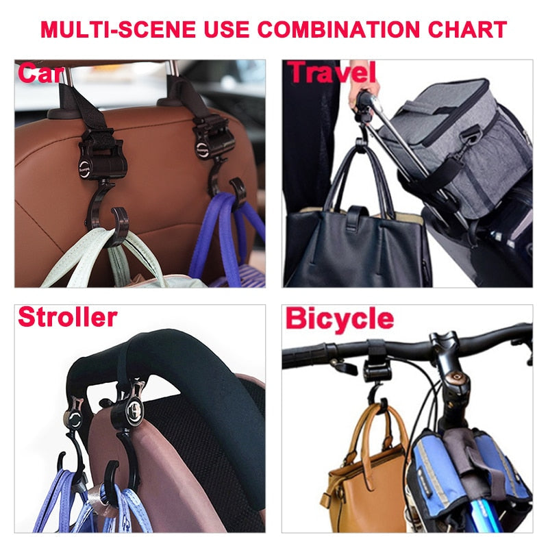 2pcs/ Baby Hanger Baby Bag Stroller Hooks Pram Rotate 360 Degree Baby Car Seat Accessories Stroller Organizer