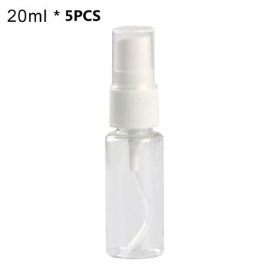 5PCS Portable Travel Transparent Plastic Empty Cosmetic Sample Spray Bottle Atomizer Can be used to dispense store most liquids