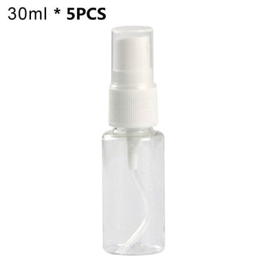 5PCS Portable Travel Transparent Plastic Empty Cosmetic Sample Spray Bottle Atomizer Can be used to dispense store most liquids