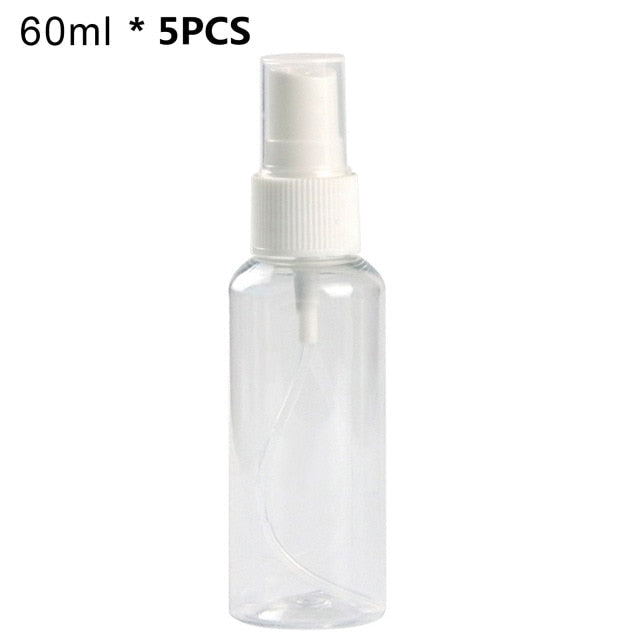 5PCS Portable Travel Transparent Plastic Empty Cosmetic Sample Spray Bottle Atomizer Can be used to dispense store most liquids