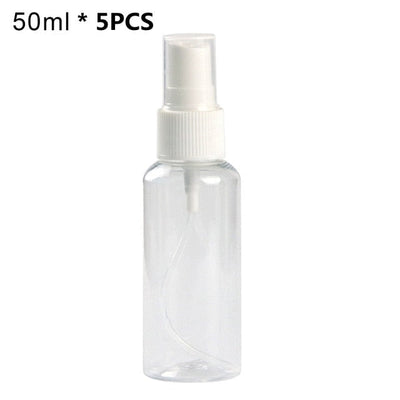 5PCS Portable Travel Transparent Plastic Empty Cosmetic Sample Spray Bottle Atomizer Can be used to dispense store most liquids