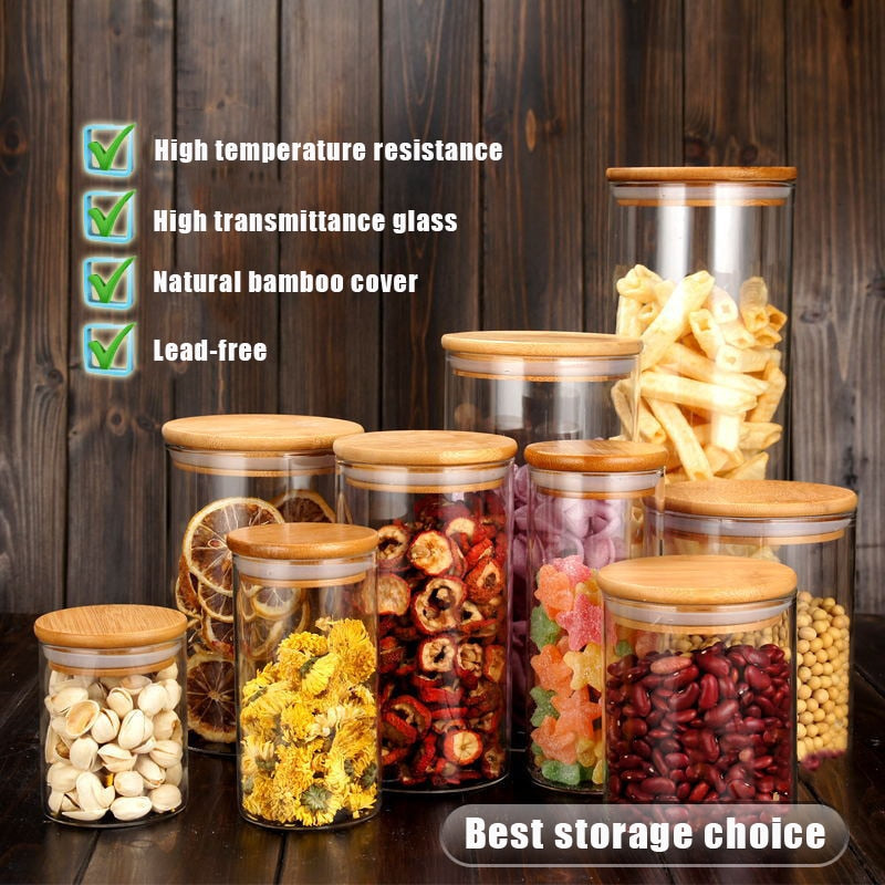 Container for Cereals Glass Jars Sealed Cans with Cover Kitchen Food Storage Bottles Mason Spice Jars Storage banks Tea Box