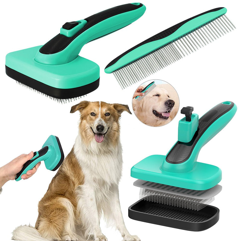 Grooming Brush Set Dematting Cat Dog Comb Retractable Slicker Dogs Cats Automatic Hair Removal Pet Accessories Removal Products