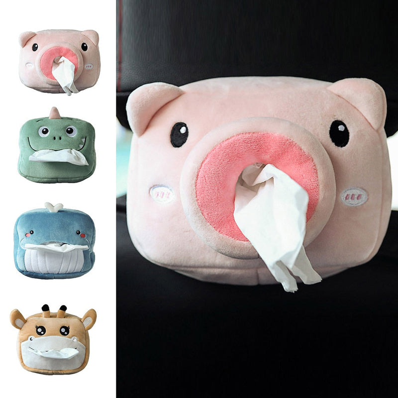 Car Tissue Box Plush Animals Cute Napkin Tissue Paper Holder Car Styling Portable Paper Package Case Napkin Paper Holder