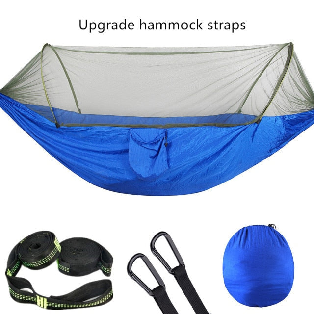 2021 Camping Hammock with Mosquito Net Pop-Up Light Portable Outdoor Parachute Hammocks Swing Sleeping Hammock Camping Stuff
