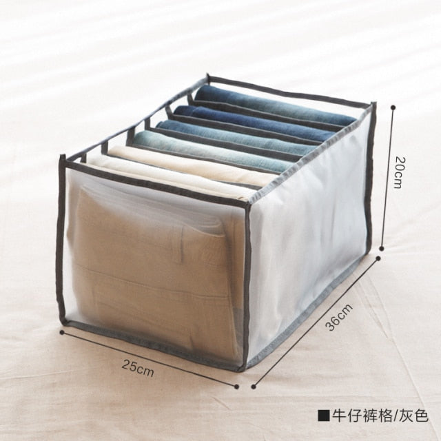 Jeans Compartment Storage Box Closet Clothes Drawer Mesh Separation Box Stacking Pants Drawer Divider Can Washed Home Organizer