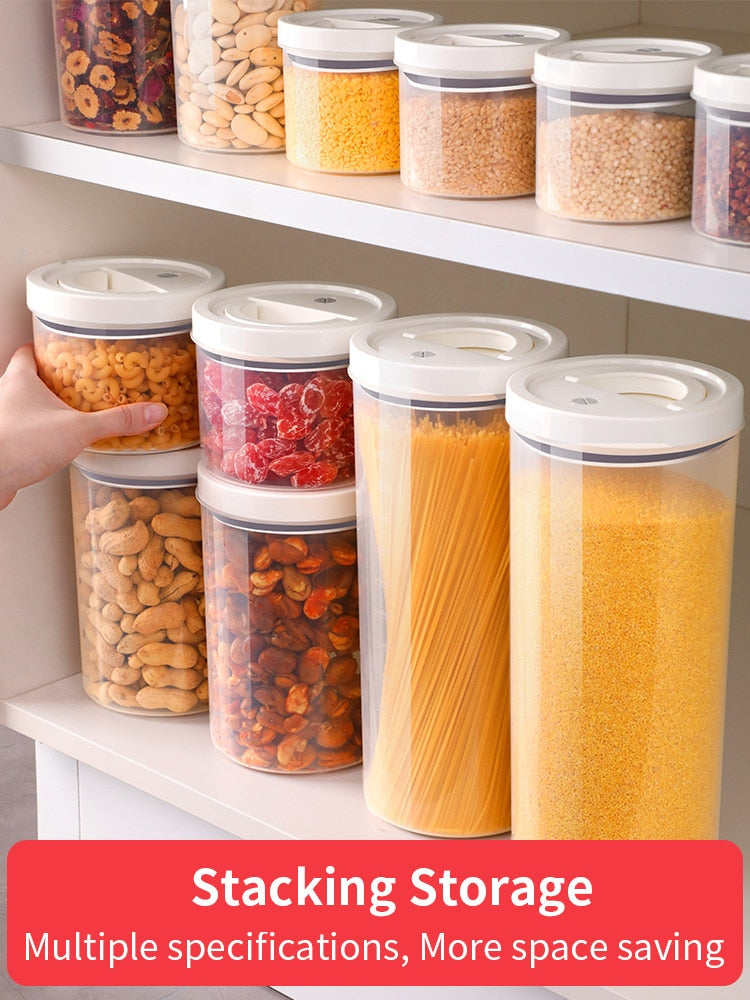 Sealed Jar Household Rice Transparent Nut Storage Jar Food Canister Grade Plastic Bottle With Lid Grain Storage Box JBS76