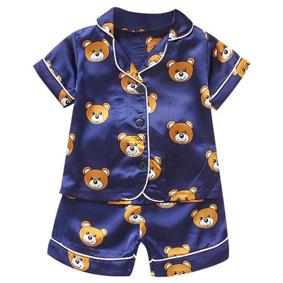 Children's pajamas set Baby suit Kids Clothes Toddler Boys Girls Ice silk satin Tops Pants Set home Wear Kids pajamas