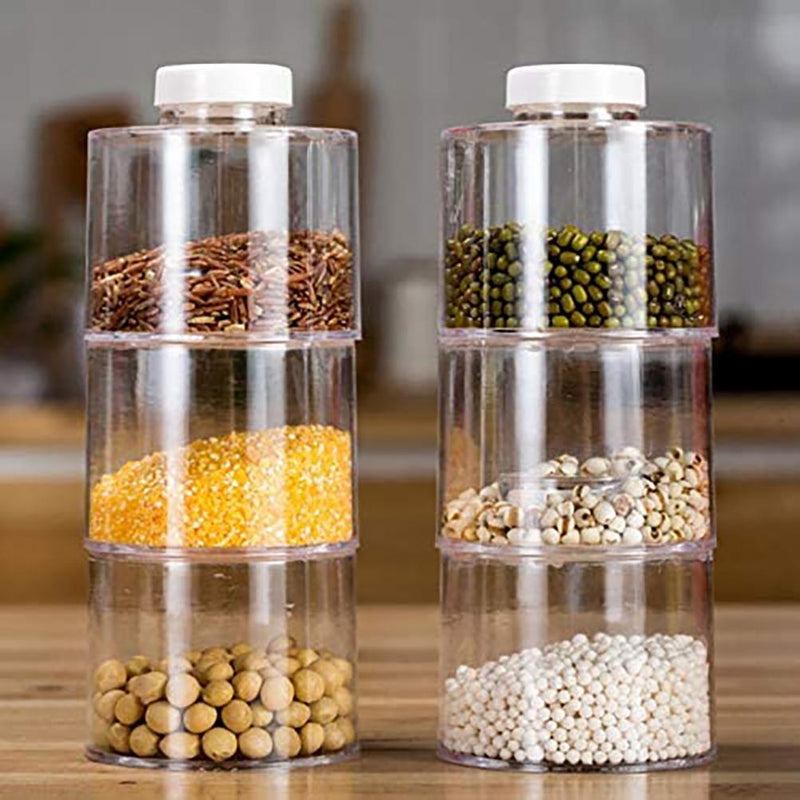 6PCS Stackable Storage Jar Spice Storage Boxes Spice Tower Racks Transparent Seasoning Cans Kitchen Tools контейнер для еды