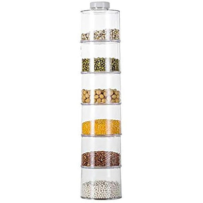 6PCS Stackable Storage Jar Spice Storage Boxes Spice Tower Racks Transparent Seasoning Cans Kitchen Tools контейнер для еды