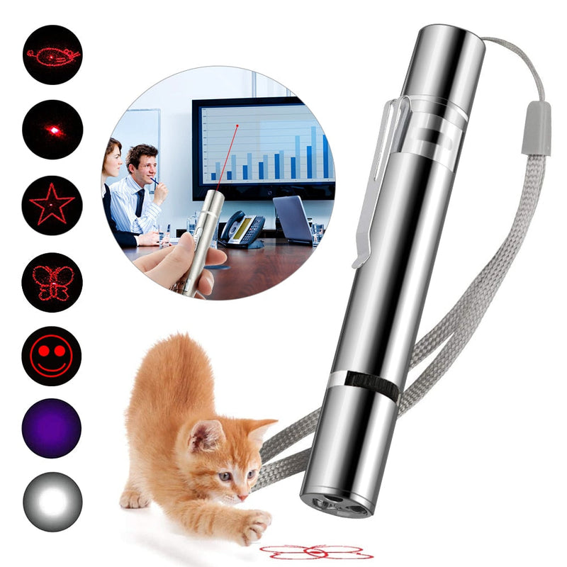 3-In-1 Mini Red Laser Pointer Pen USB Rechargeable 3 In 1 Red Light + White LED Torch Light + UV Flashlight Cat Dog Pet Toy