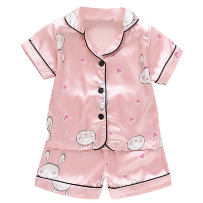 Children's pajamas set Baby suit Kids Clothes Toddler Boys Girls Ice silk satin Tops Pants Set home Wear Kids pajamas