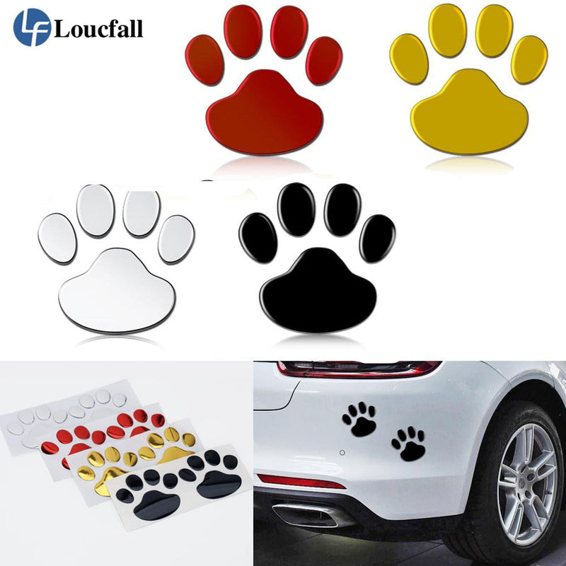 1 pair Car Stickers and Decals Paw 3D Animal Dog Cat Bear Foot Prints Footprint Decal Car Sticker Silver Red Black Golden