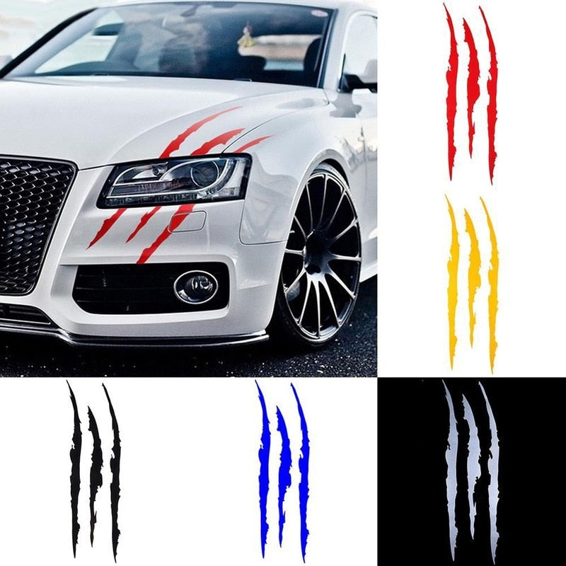 1/2PCS Auto Car Stickers Reflective Monster Claw Marks Scratch Stripe Marks Auto Headlight Decal Dinosaur Raptor Scratches Decor