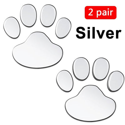 1 pair Car Stickers and Decals Paw 3D Animal Dog Cat Bear Foot Prints Footprint Decal Car Sticker Silver Red Black Golden