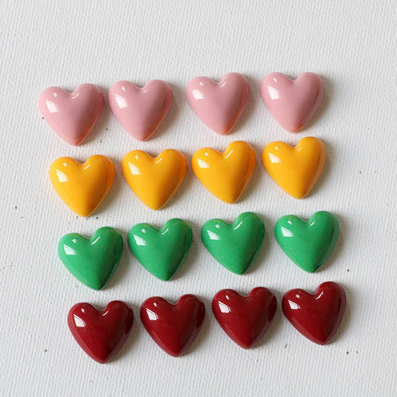 10pcs 18mm Heart Resin Cabochon Flat Back Cameo for Diy Jewelry Making Phonecase/Earring/Hairpin/Nail Art Decoration Accessories