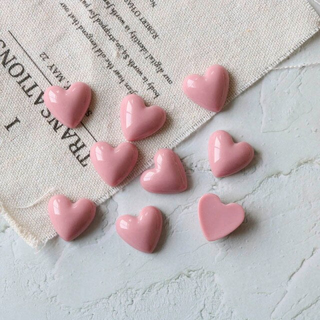 10pcs 18mm Heart Resin Cabochon Flat Back Cameo for Diy Jewelry Making Phonecase/Earring/Hairpin/Nail Art Decoration Accessories