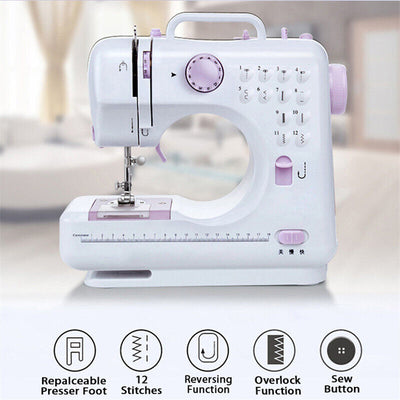 Portable Electric 12 Stitches Sewing Machine Multi-function Desktop LED Home Kit