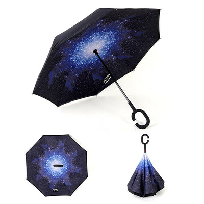 C-Handle Windproof Reverse Umbrella (Windproof + UV Protection)