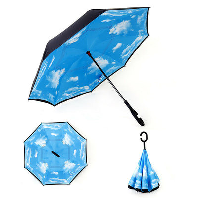 C-Handle Windproof Reverse Umbrella (Windproof + UV Protection)