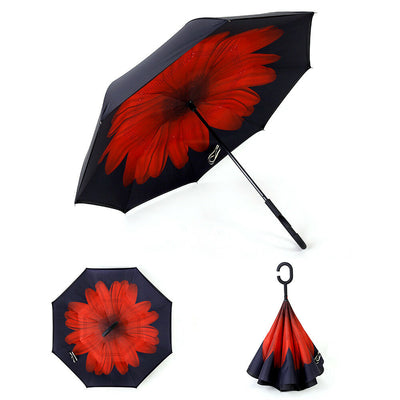 C-Handle Windproof Reverse Umbrella (Windproof + UV Protection)